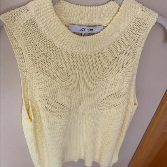JOE’s Cotton Sweater Tank Top Yellow Sleeveless Crew Neck Anise Flower Preppy - Picture 5 of 9